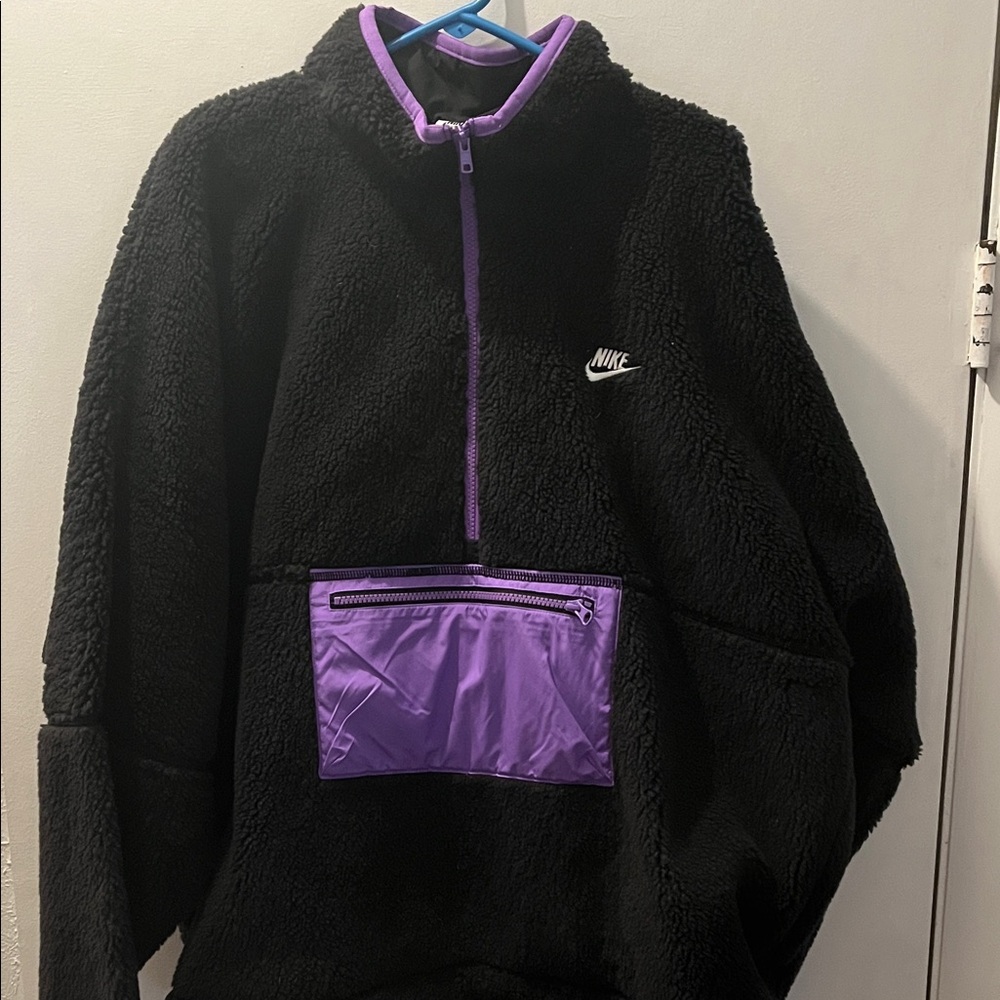 Nike Black and Purple Sherpa Jacket